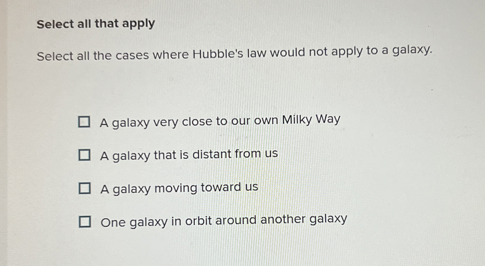 Select all that apply Select all the cases where