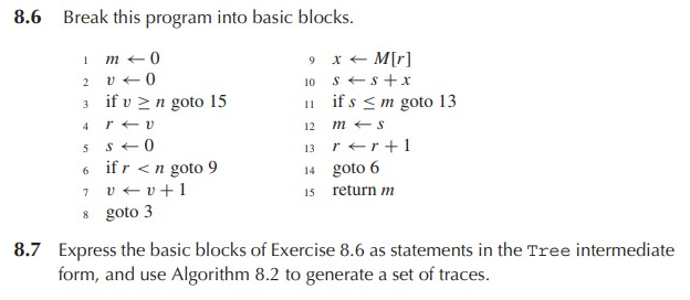 8 . 6 Break this program into basic blocks. 8 . 7