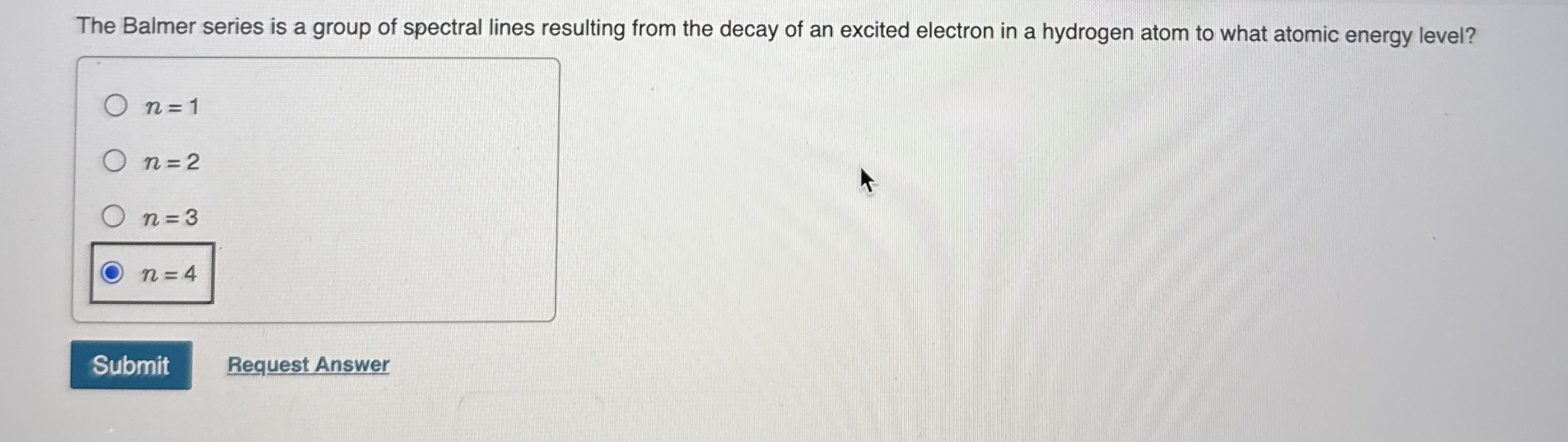 The Balmer series is a group of spectral lines