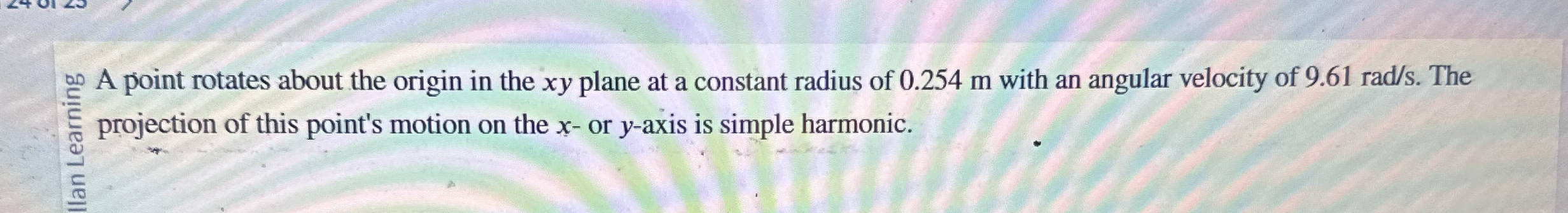 D E 0 0 5 0 A point rotates about the origin in