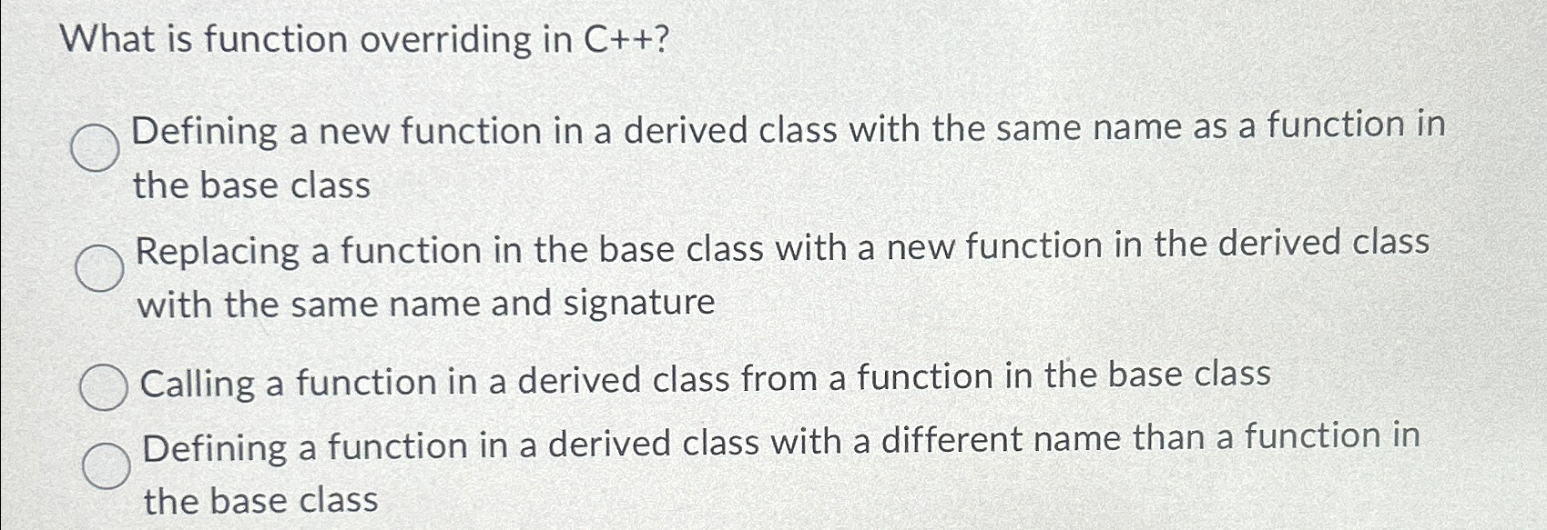 What is function overriding in C + + ? Defining a