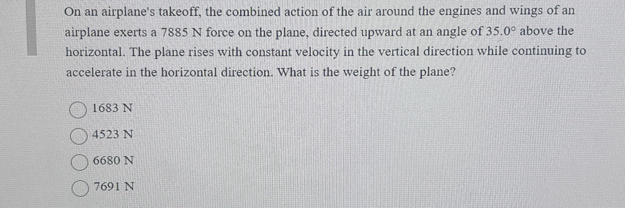 On an airplane's takeoff, the combined action of