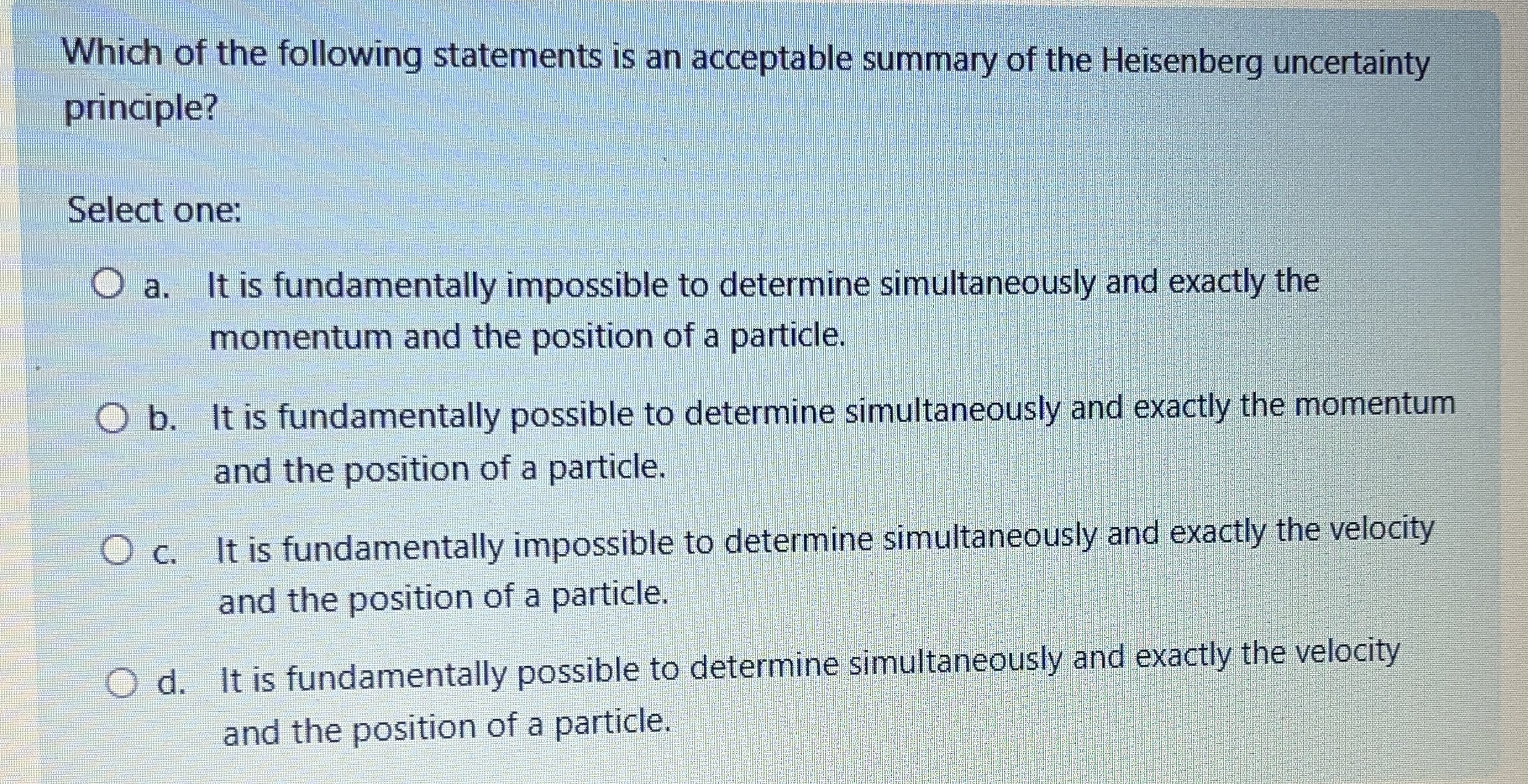 Which of the following statements is an