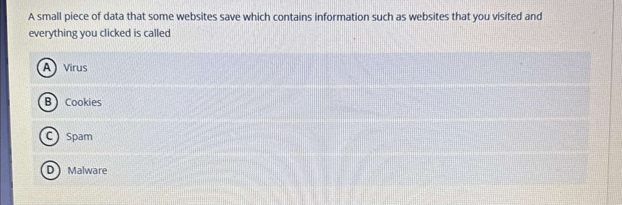 A small piece of data that some websites save
