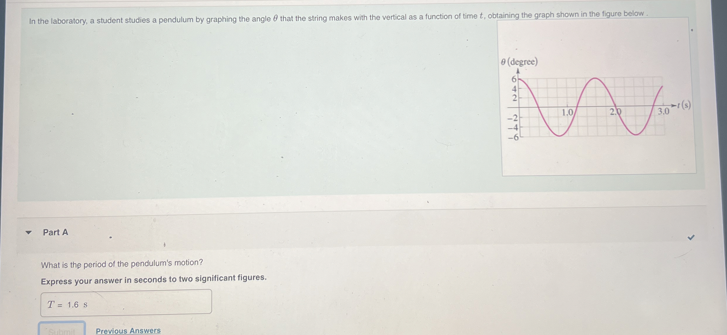 In the laboratory, a student studies a pendulum