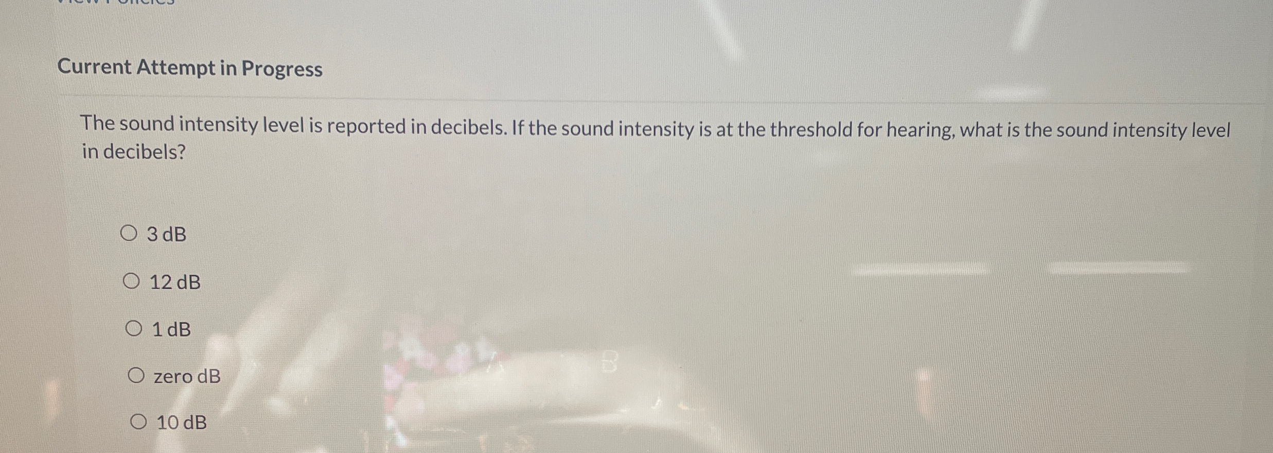 Current Attempt in Progress The sound intensity