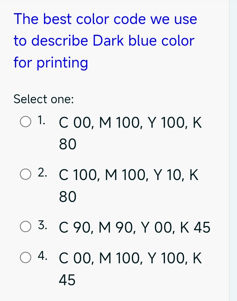 The best color code we use to describe Dark blue