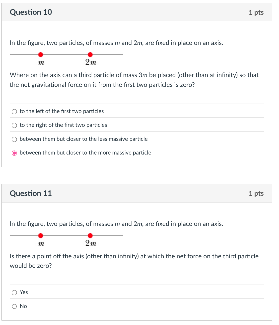 Question 1 0 In the figure, two particles, of