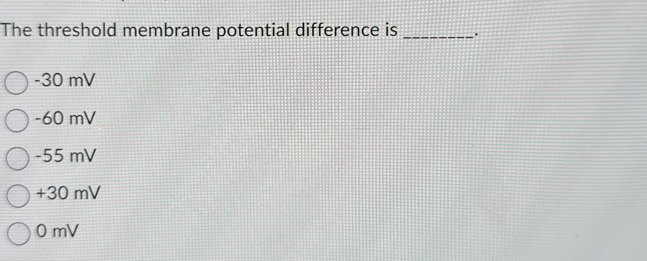 The threshold membrane potential difference is q