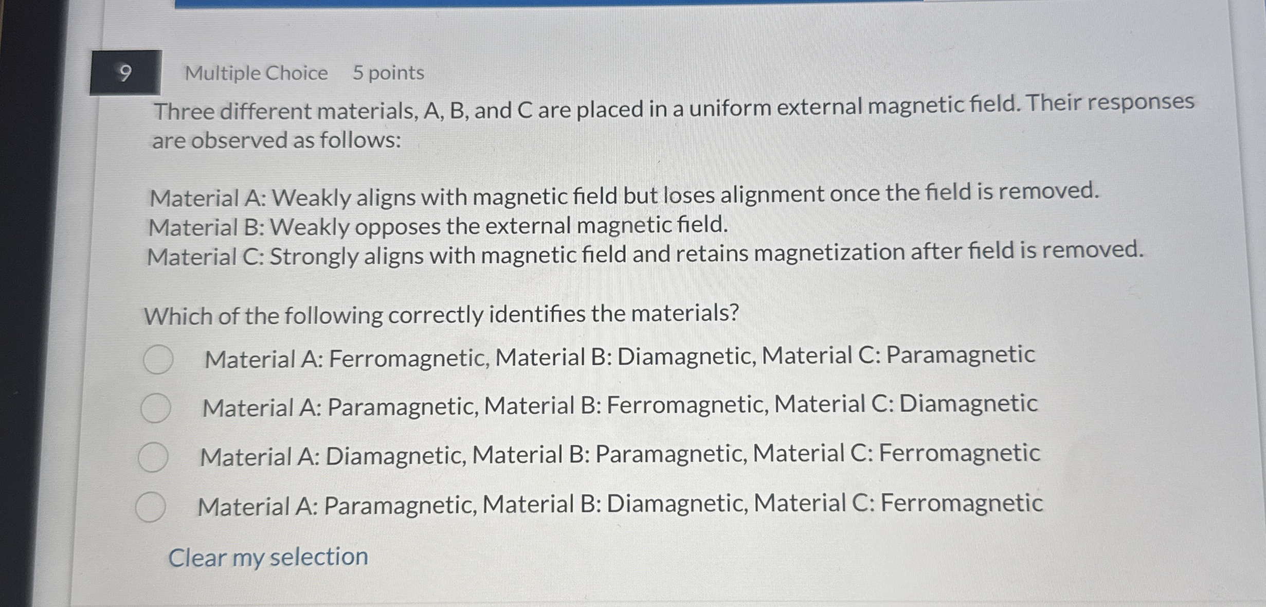 9 Multiple Choice 5 points Three different