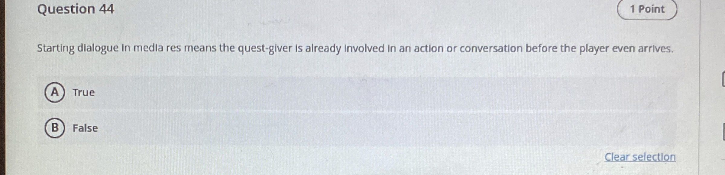 Question 4 4 1 Point Starting dialogue in media
