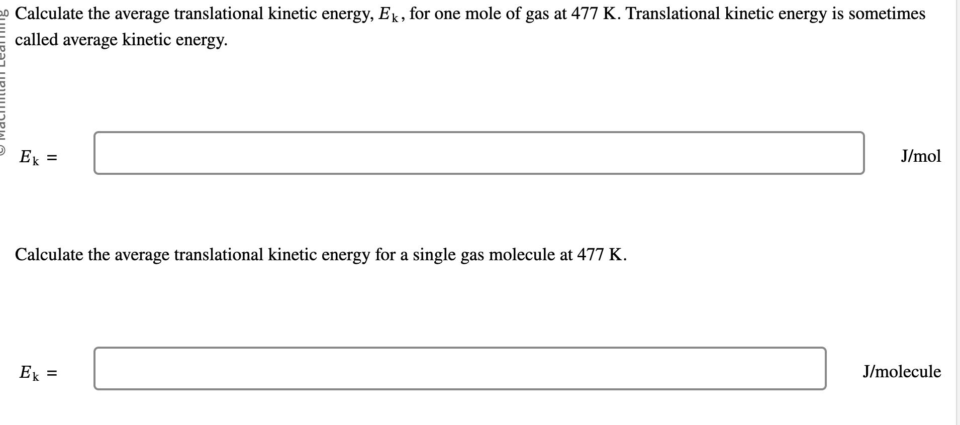 Calculate the average translational kinetic