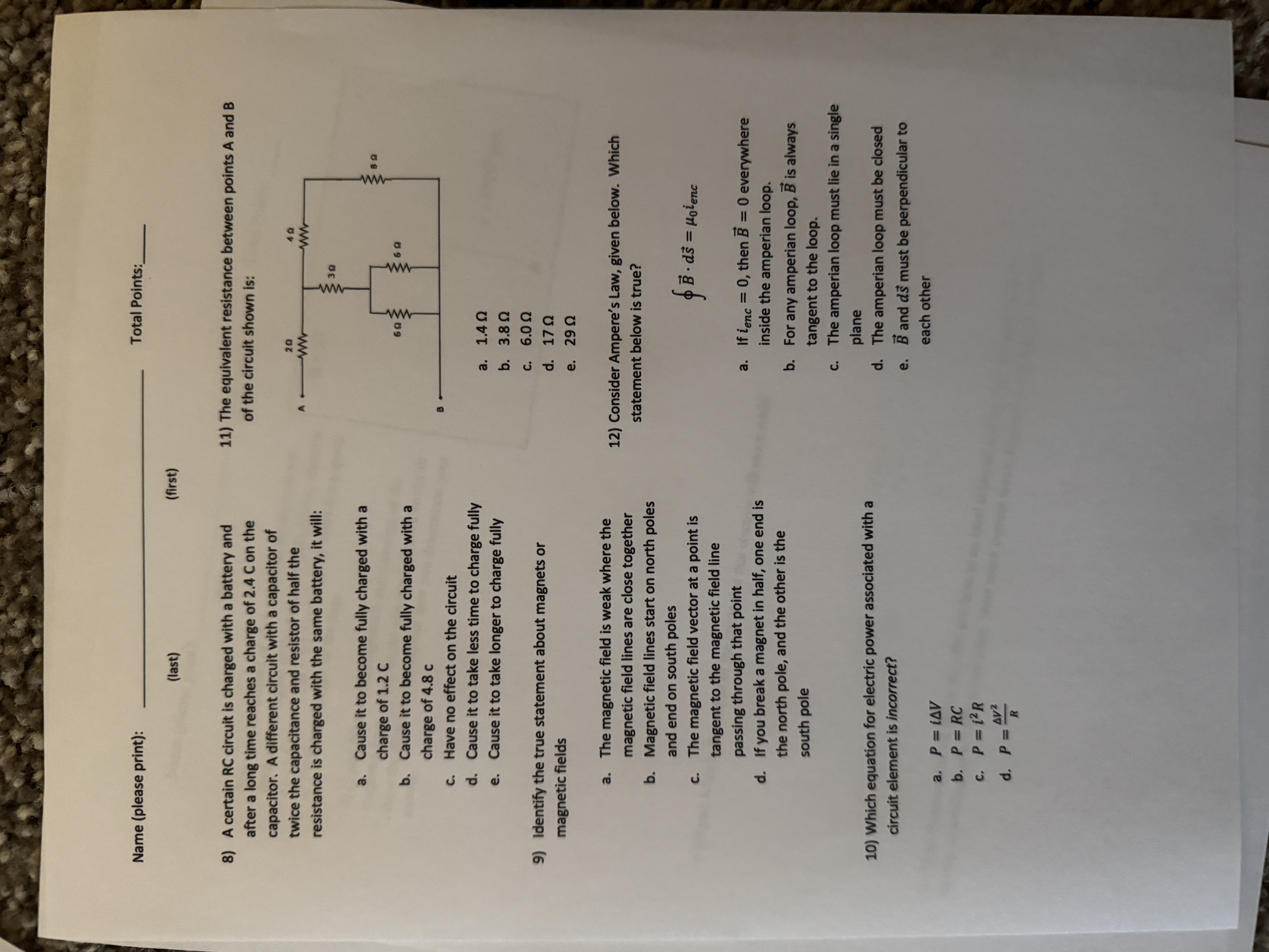 A certain Rc circuit is charged with a