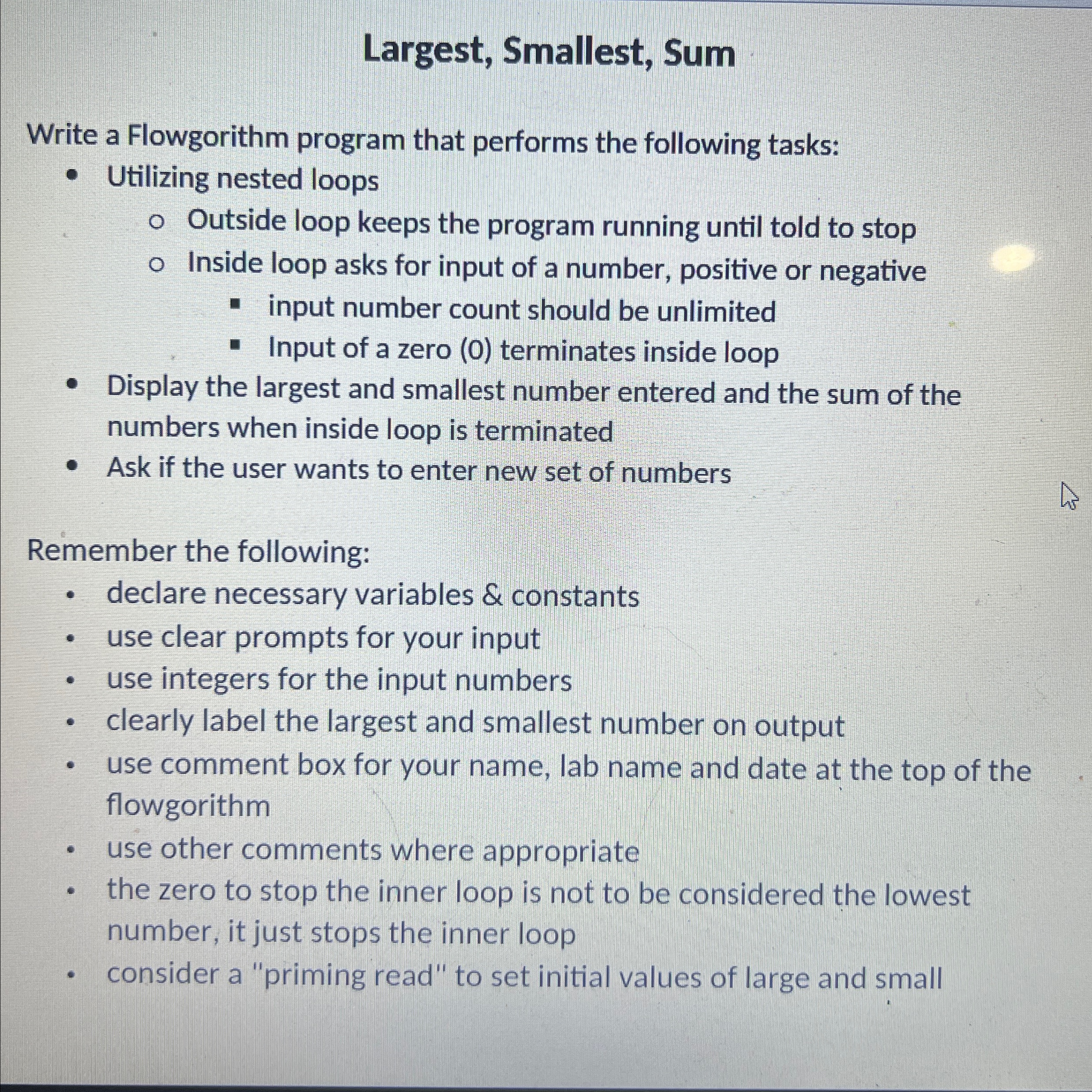 Please help with the flowgorithm design