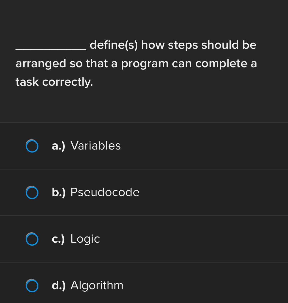 q , define ( s ) how steps should be arranged so