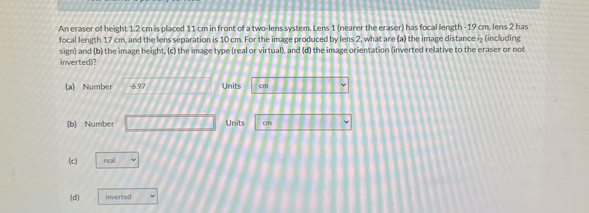 An eraser of height 1 . 2 cm is placed 1 1 cm in