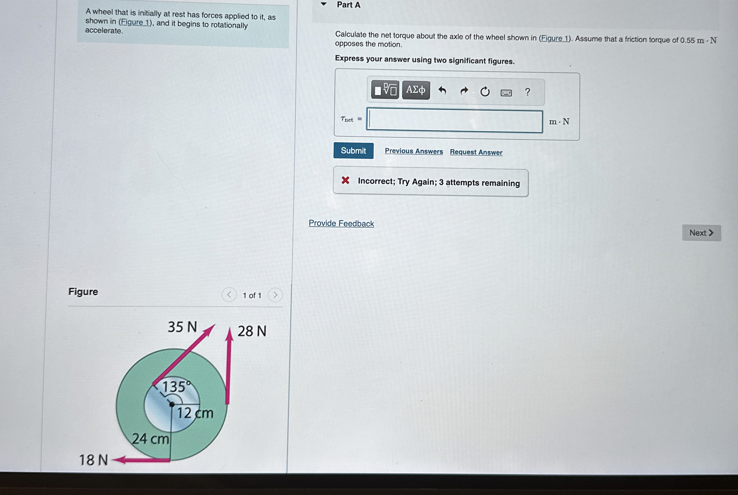 A wheel that is initially at rest has forces