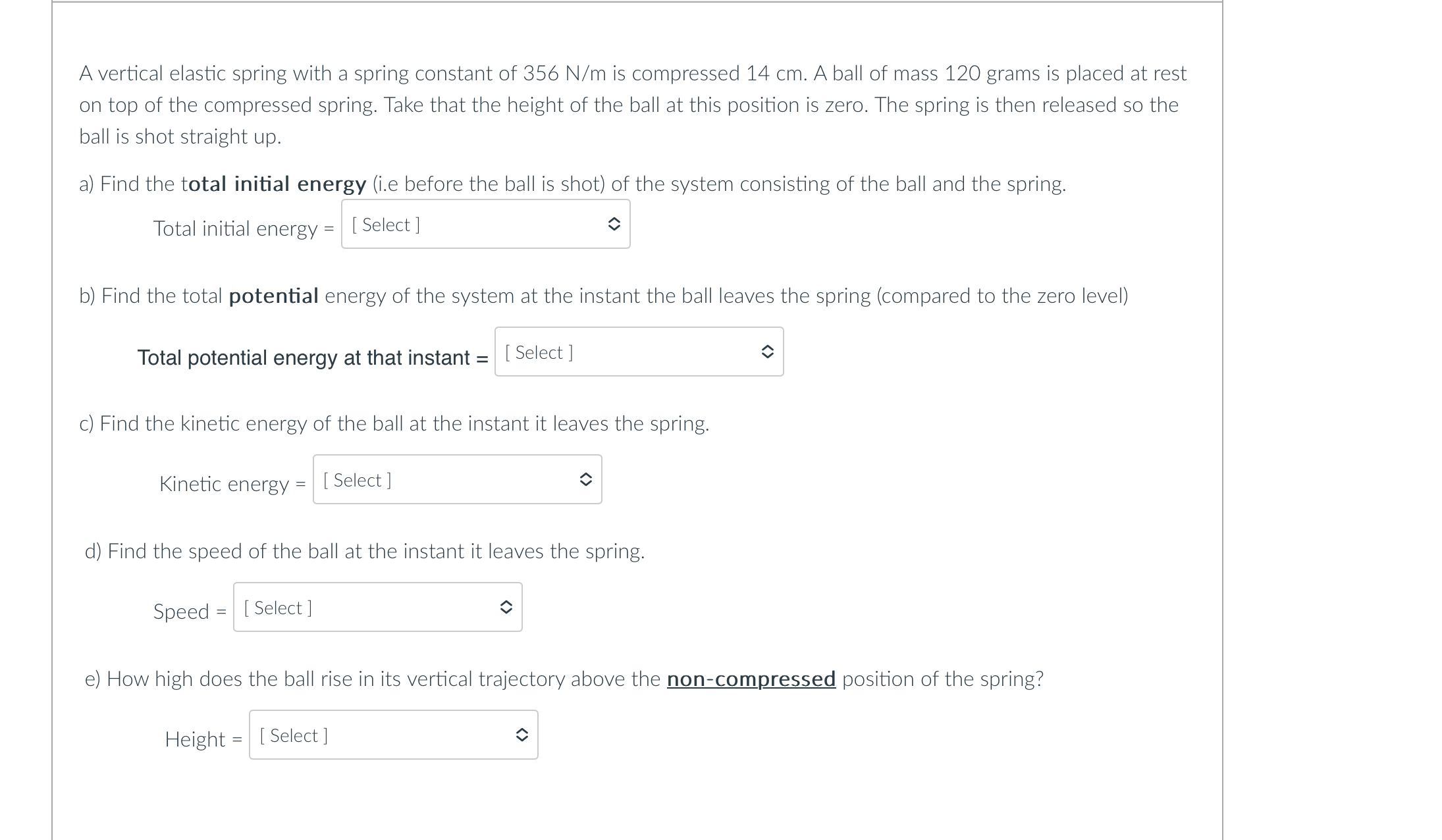 A vertical elastic spring with a spring constant