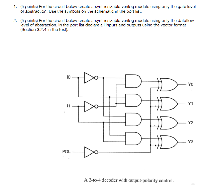 ( 5 points ) For the circuit below create a