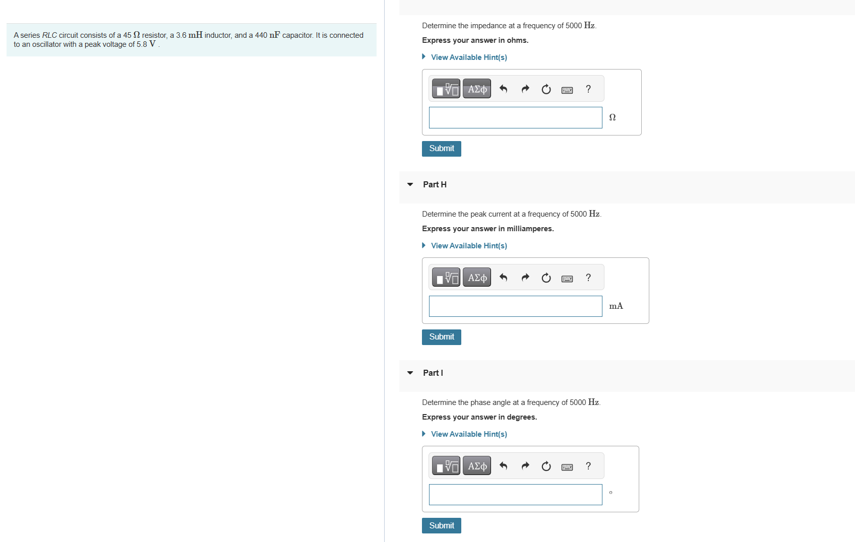 A series \ ( R L C \ ) circuit consists of a \ (