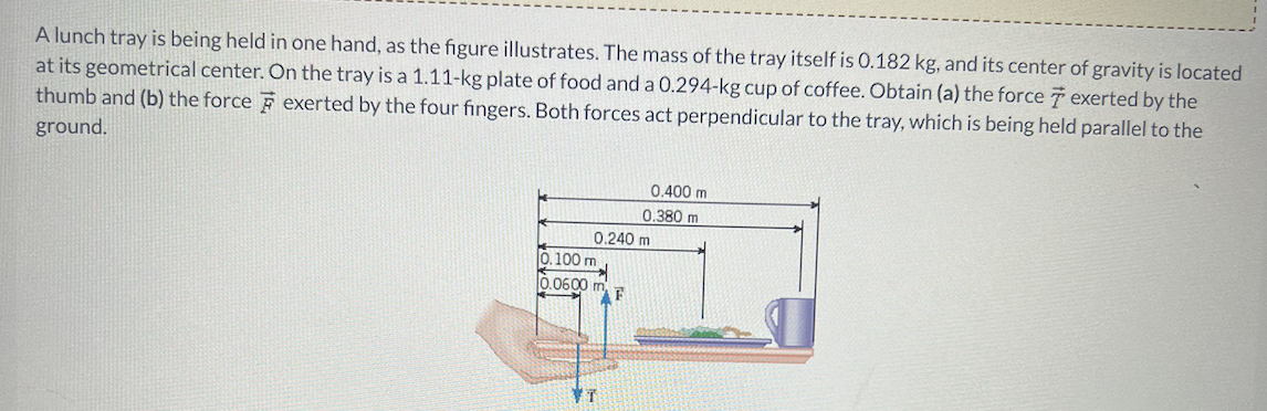 A lunch tray is being held in one hand, as the