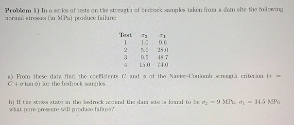 Problem 1 ) In a series of tests on the strength