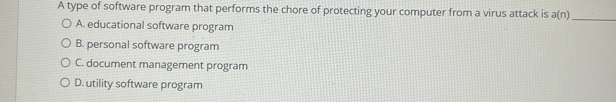 A type of software program that performs the