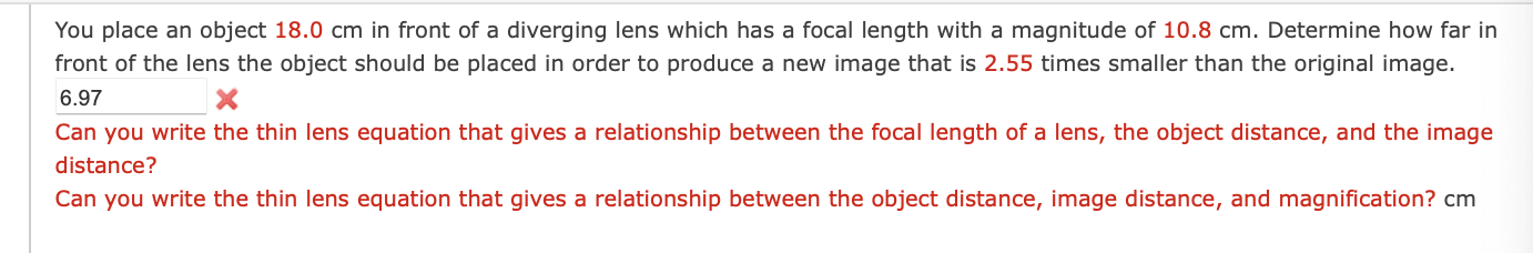 You place an object 1 8 . 0 cm in front of a