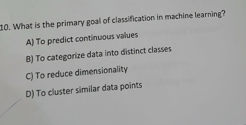 What is the primary goal of classification in