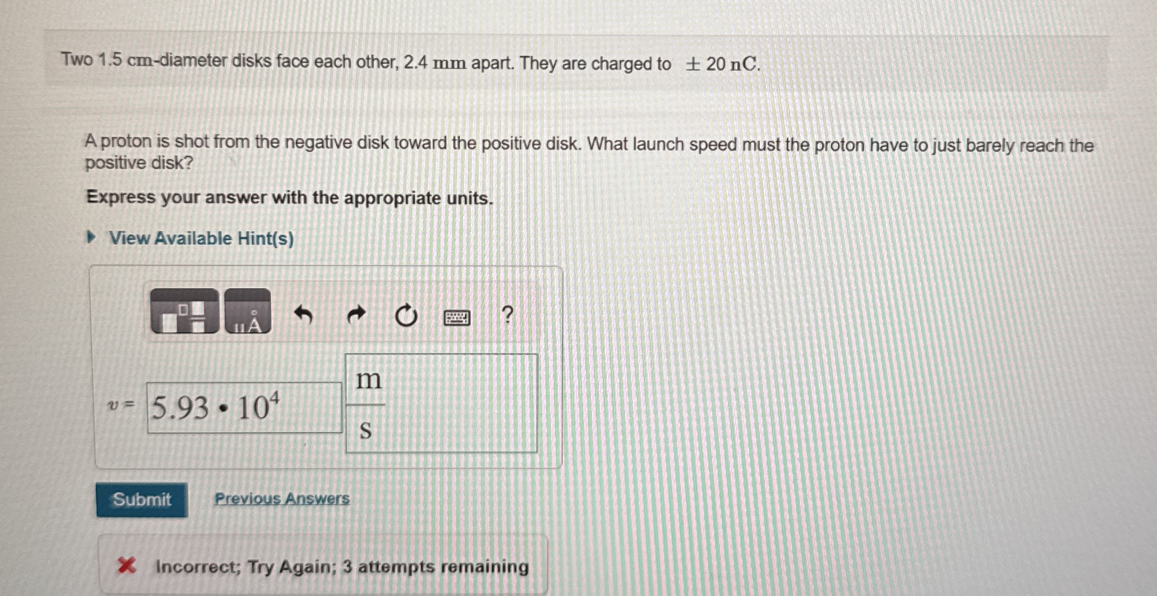 Two 1 . 5 cm - diameter disks face each other, 2