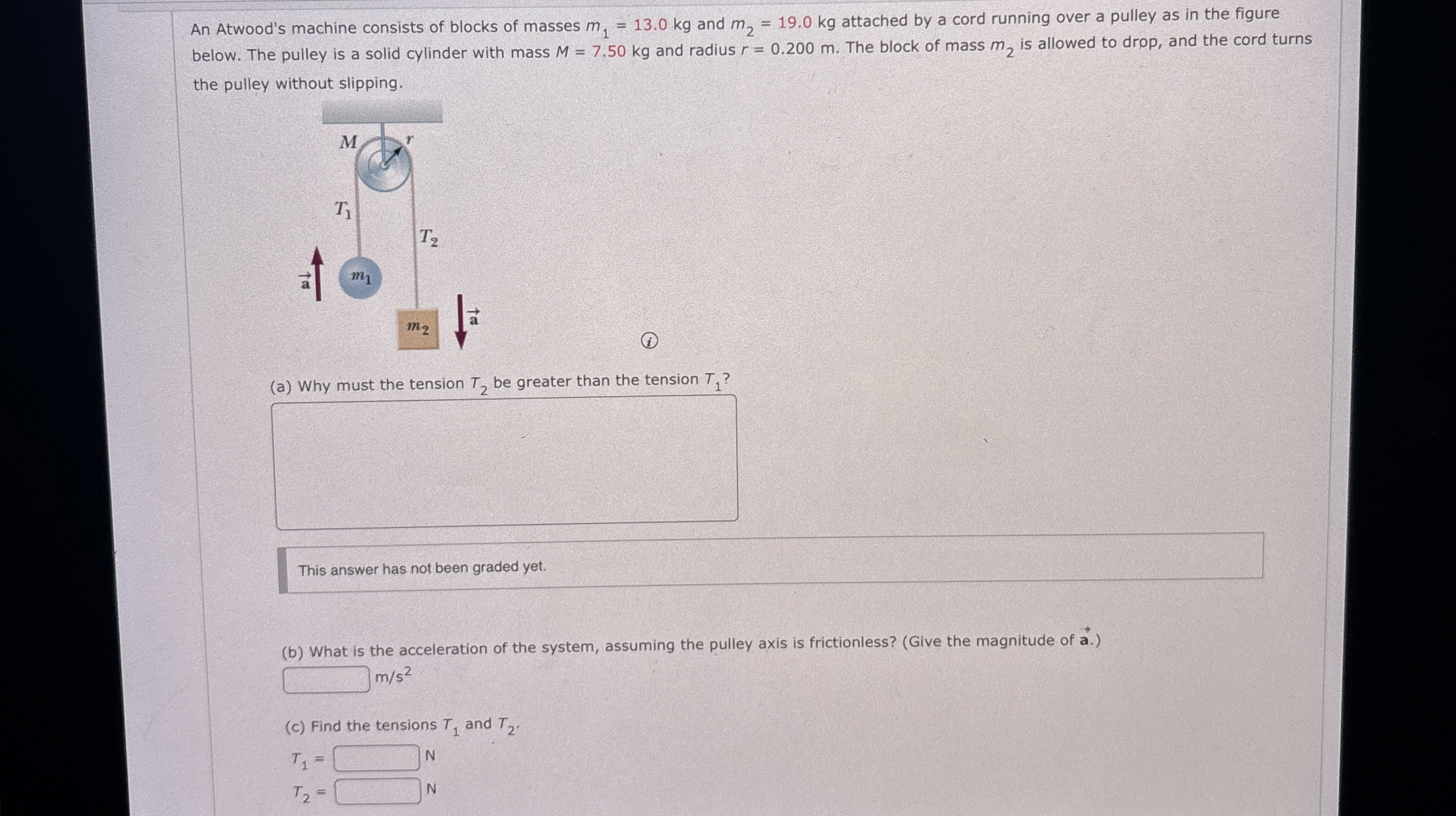 An Atwood's machine consists of blocks of masses