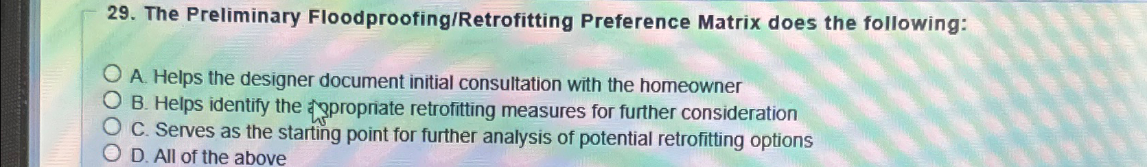 The Preliminary Floodproofing / Retrofitting