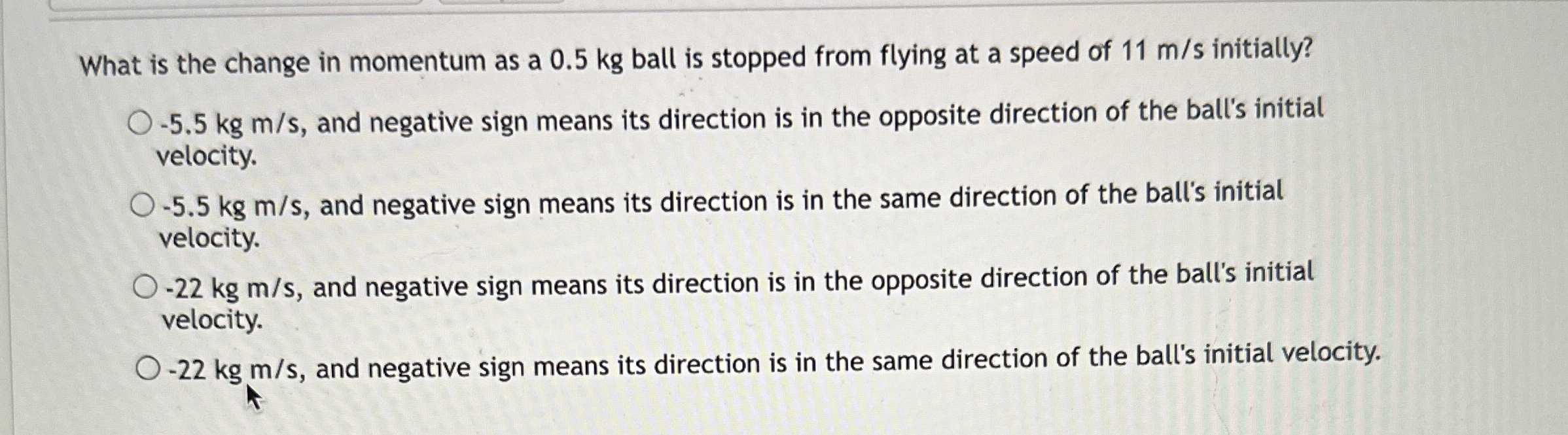 What is the change in momentum as a 0 . 5 kg ball