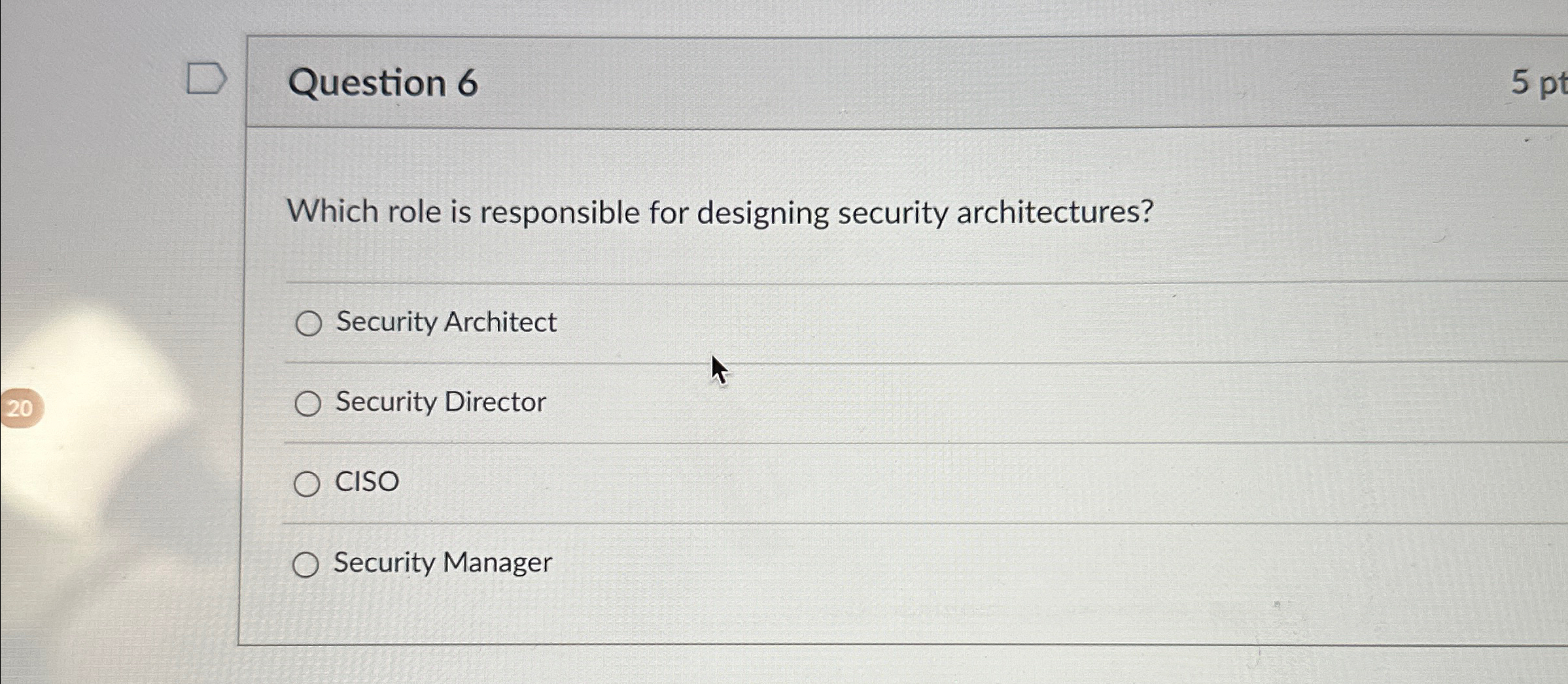 Question 6 Which role is responsible for