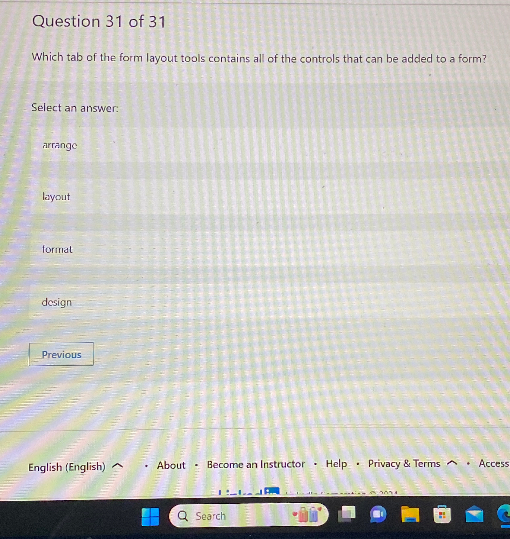 Question 3 1 of 3 1 Which tab of the form layout