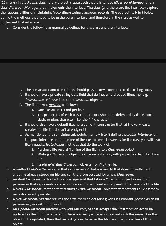 ( 2 2 marks ) In the Rooms class library project,