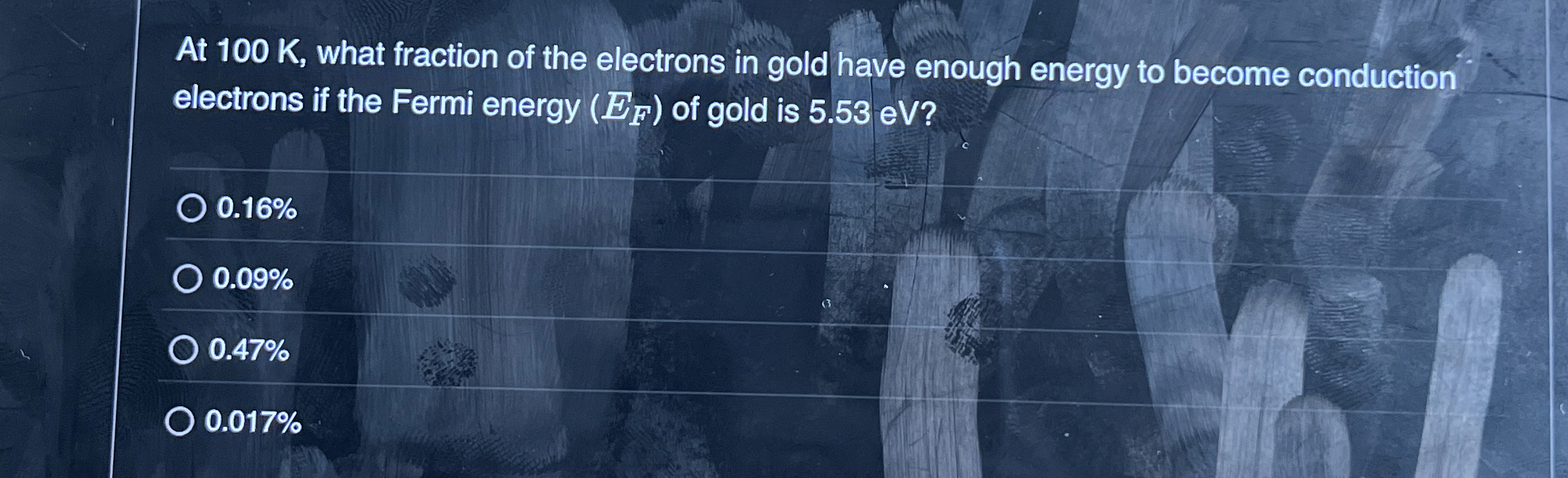 At 1 0 0 K , what fraction of the electrons in
