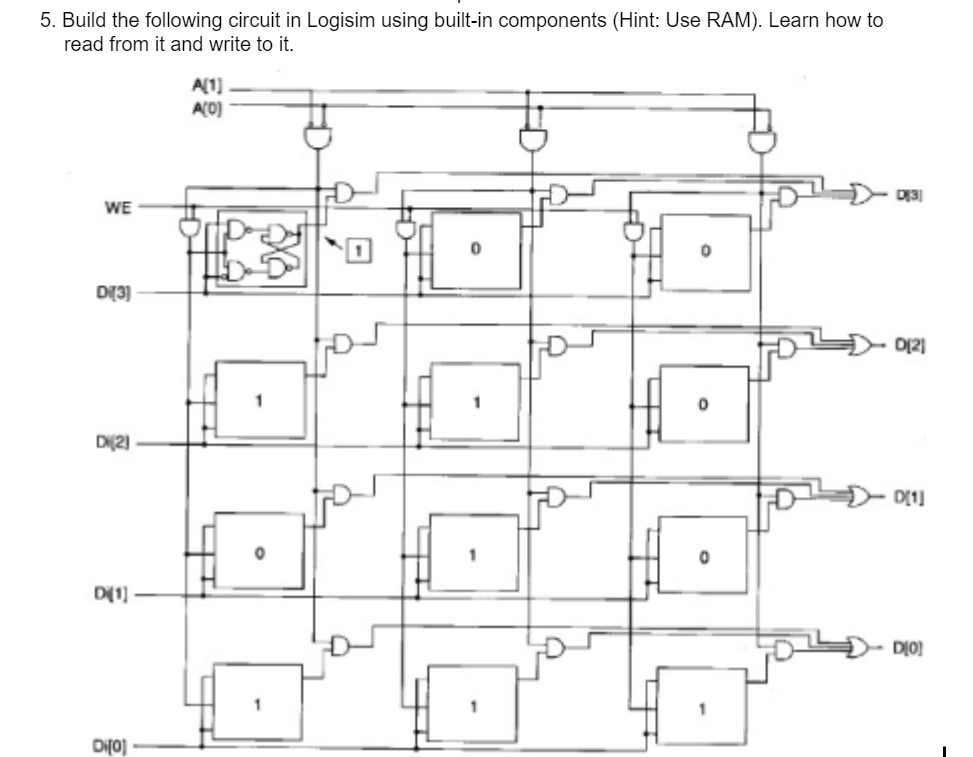 Build the following circuit in Logisim using