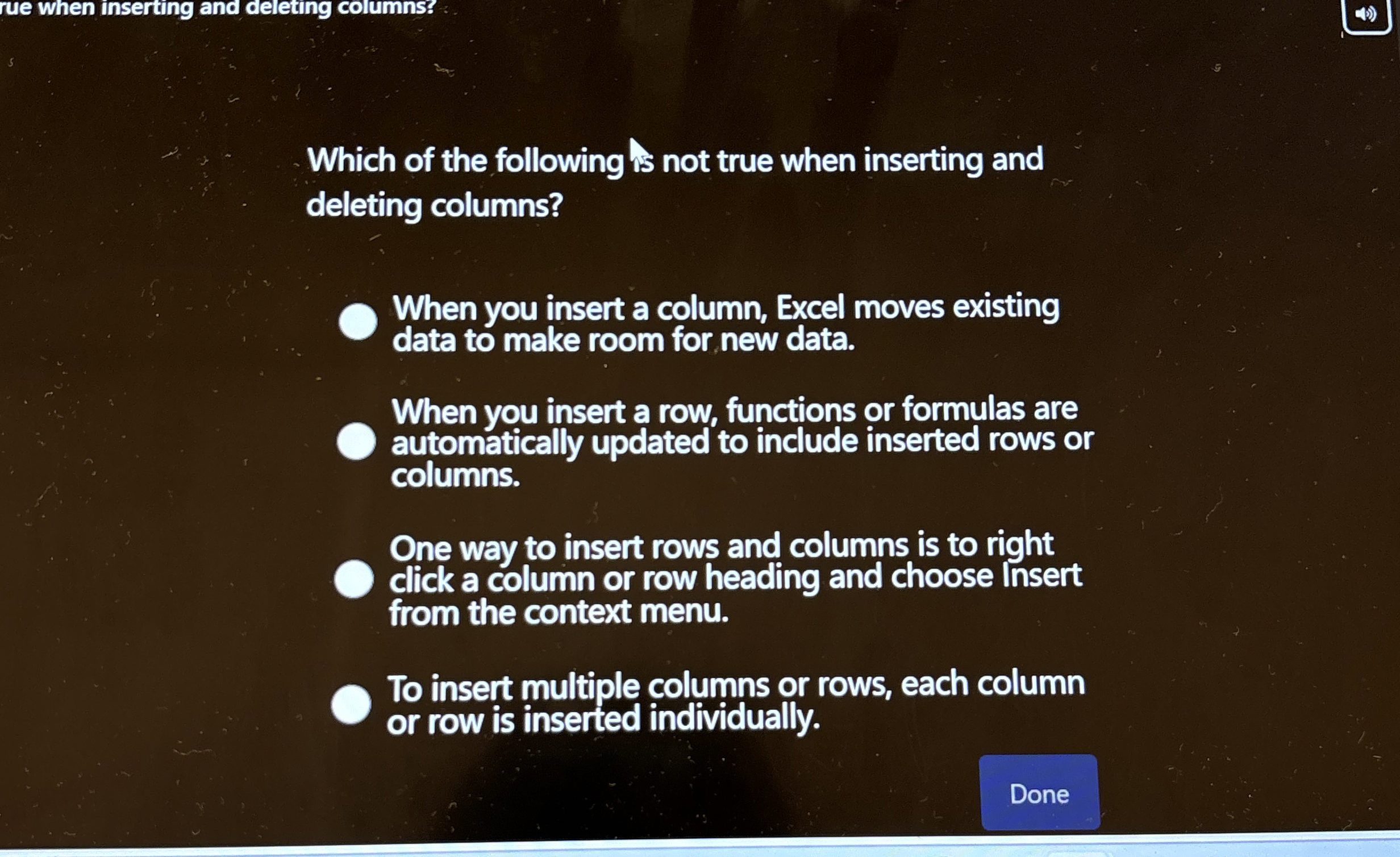ue when inserting and dereting columns? ( 4 )