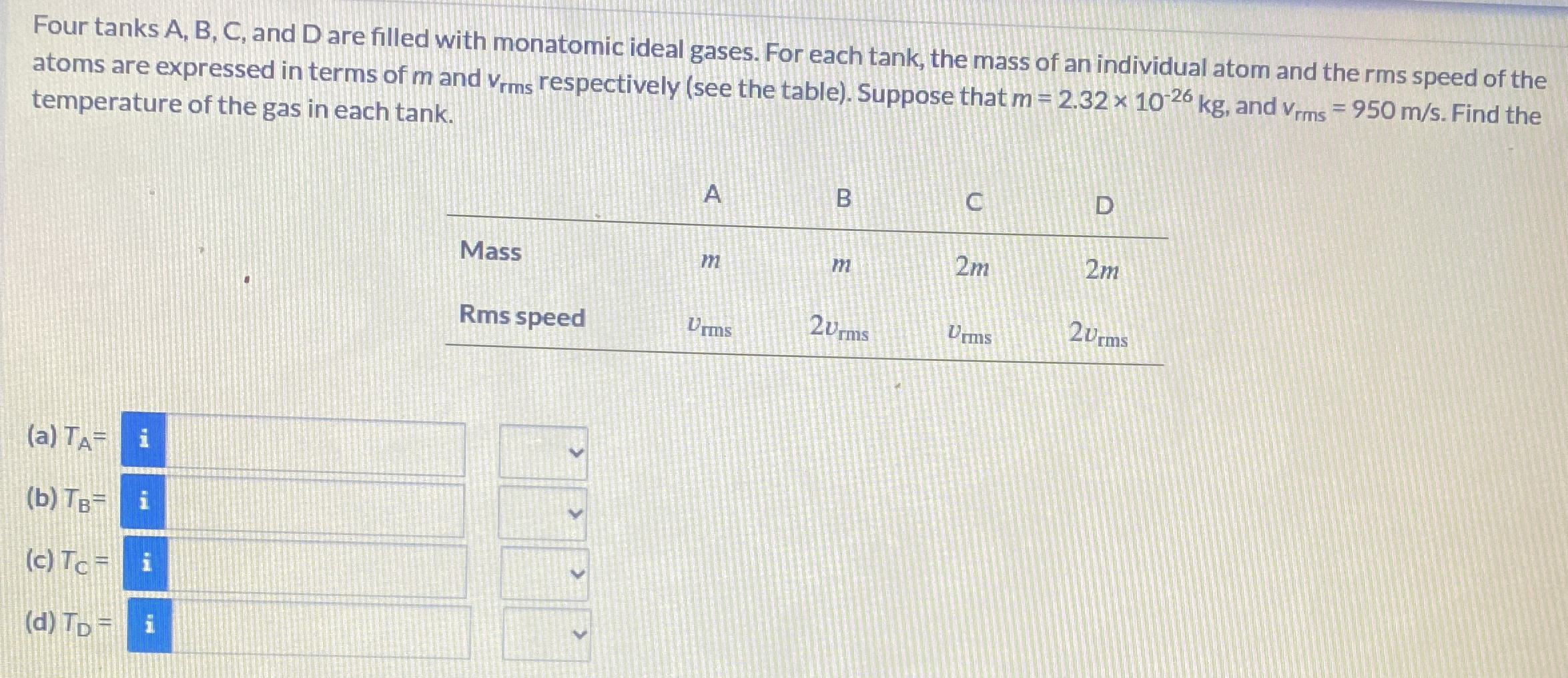 Four tanks A , B , C , and D are filled with