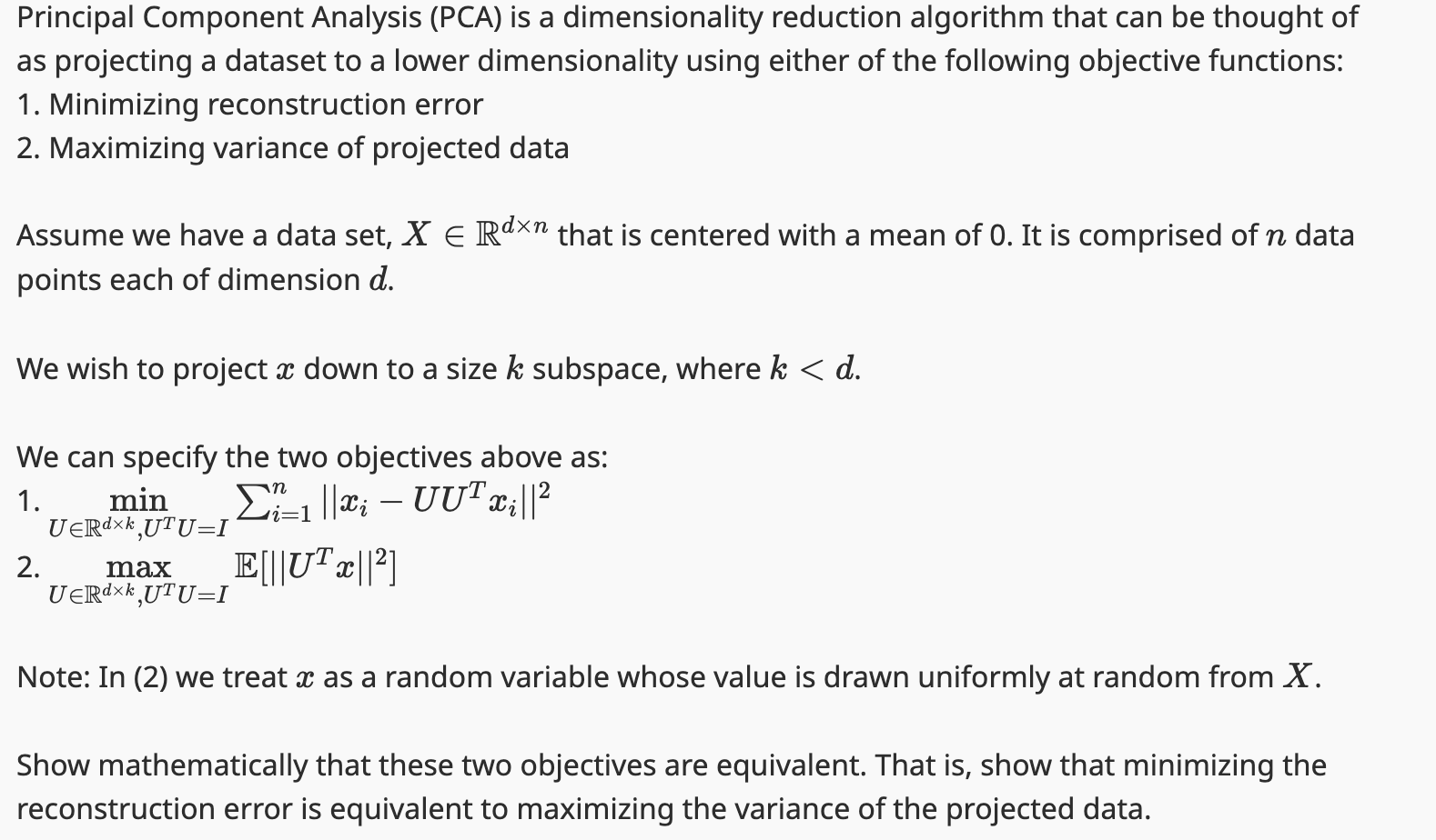 x i n R d n Principal Component Analysis ( PCA )