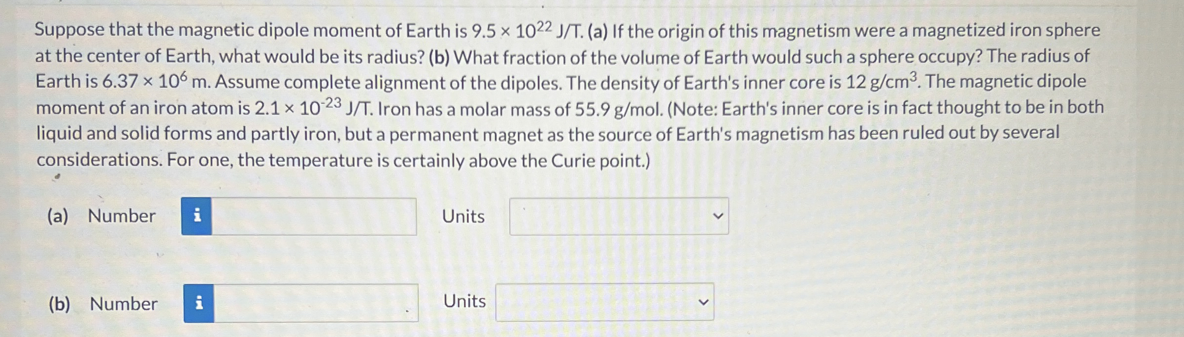 Suppose that the magnetic dipole moment of Earth