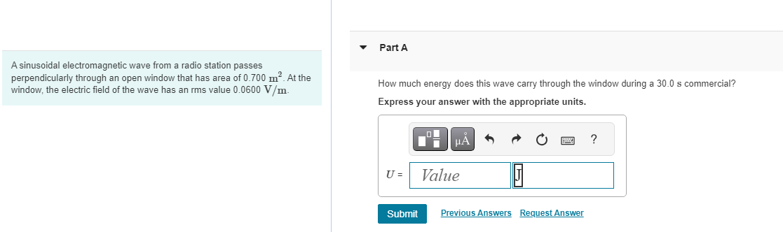 A sinusoidal electromagnetic wave from a radio