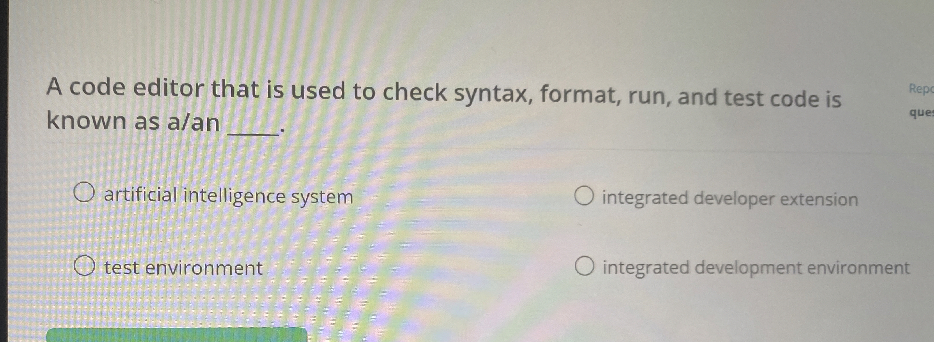 A code editor that is used to check syntax,