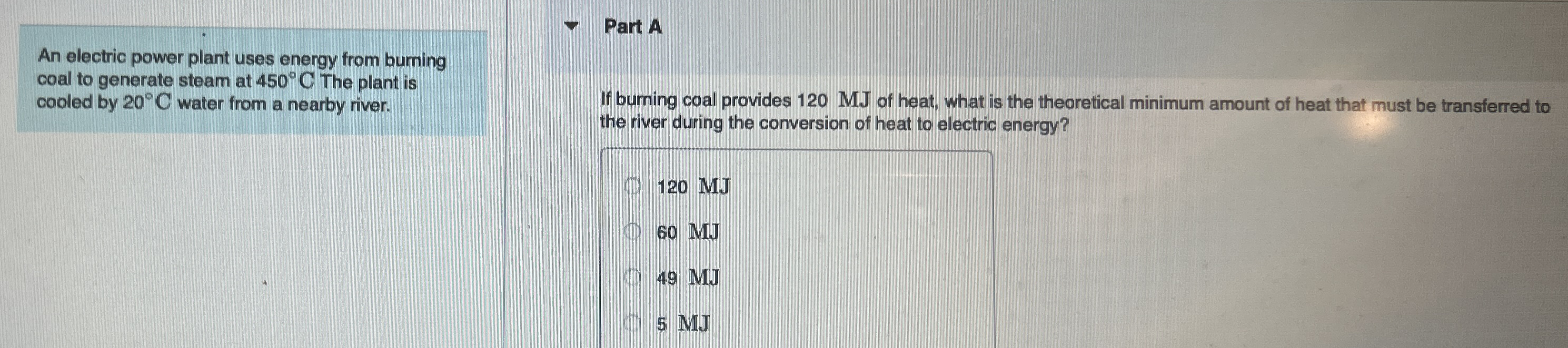An electric power plant uses energy from burning