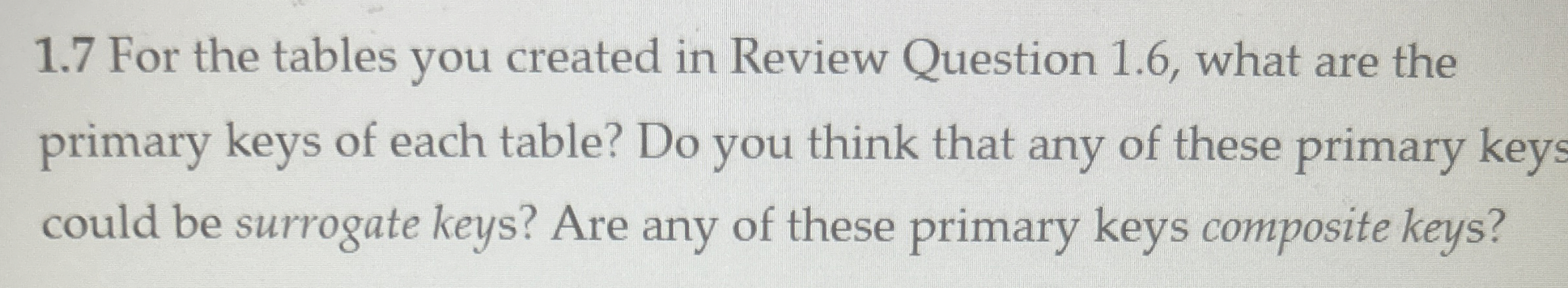 Figure 1 - 5 The Key Database Characteristic: