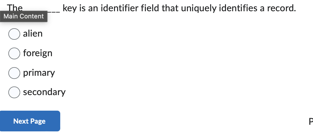 The key is an identifier field that uniquely