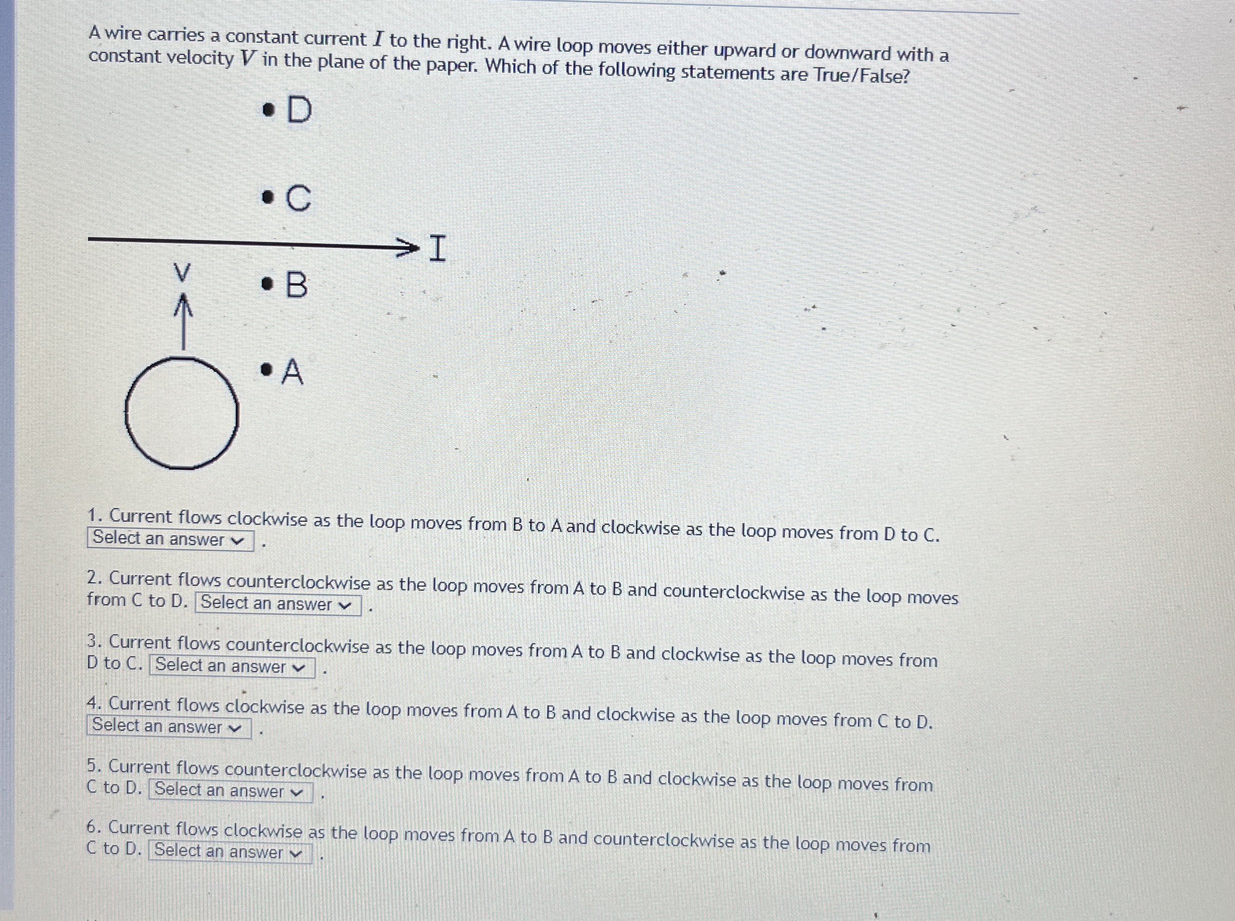 A wire carries a constant current I to the right.