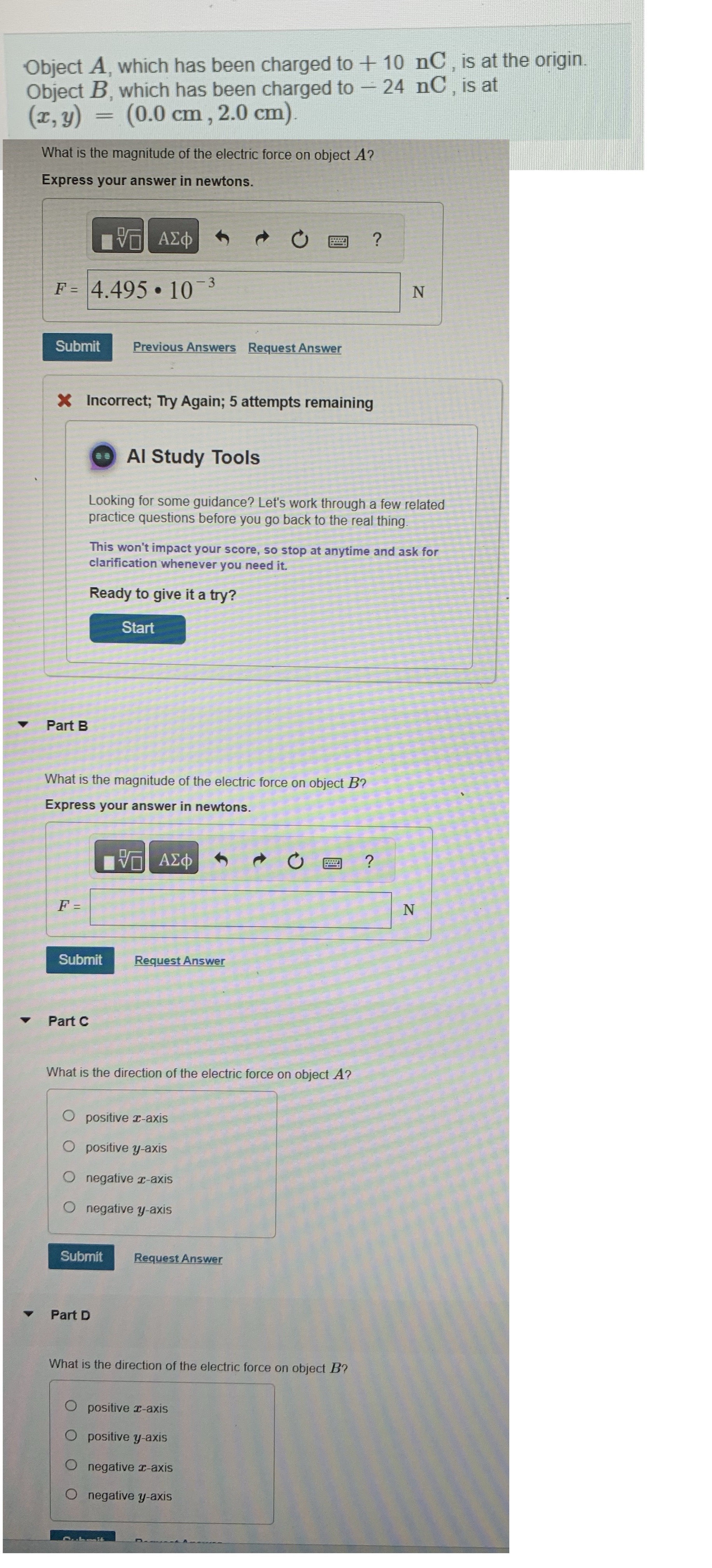 Object A , which has been charged to + 1 0 nC ,