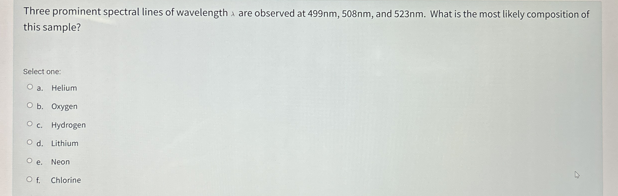 Three prominent spectral lines of wavelength are
